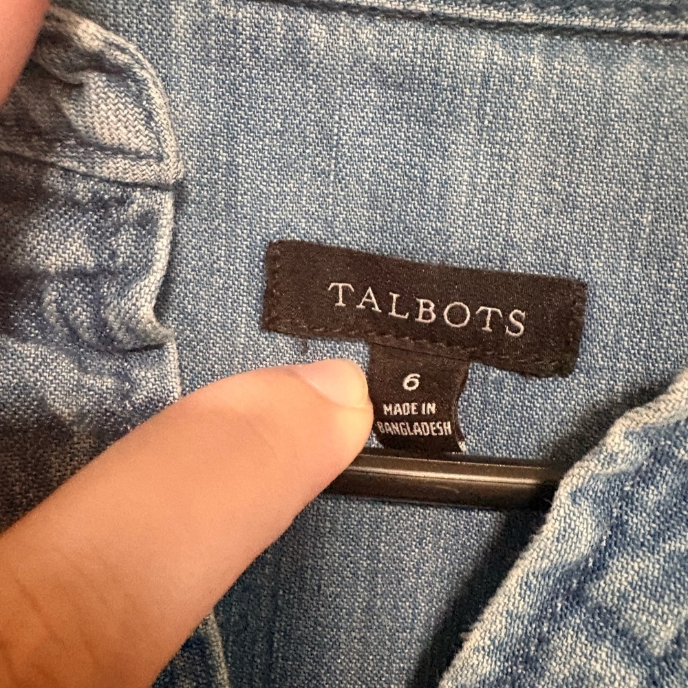 Talbots Blue Denim-Style Shirt Mini Dress - Picture 3 of 4